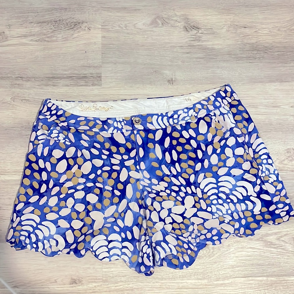 Lilly Pulitzer Buttercup Knit Ponte Short Beckon Blue Sparkling Grotto Size 14